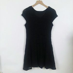 Annianna black lace fit and flare cap sleeve dress